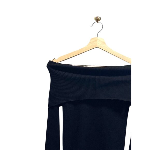 White House Black Market Off Shoulder Sweater Black Size SP - Picture 6 of 12
